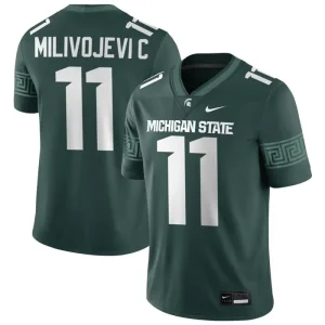 Michigan State Spartans #11 Alessio Milivojevic 2025 Green Jersey
